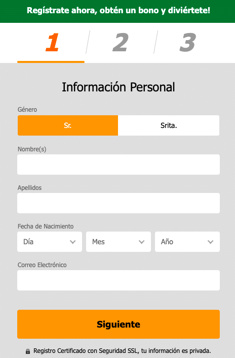Codigo Promocional Ganabet: Registro